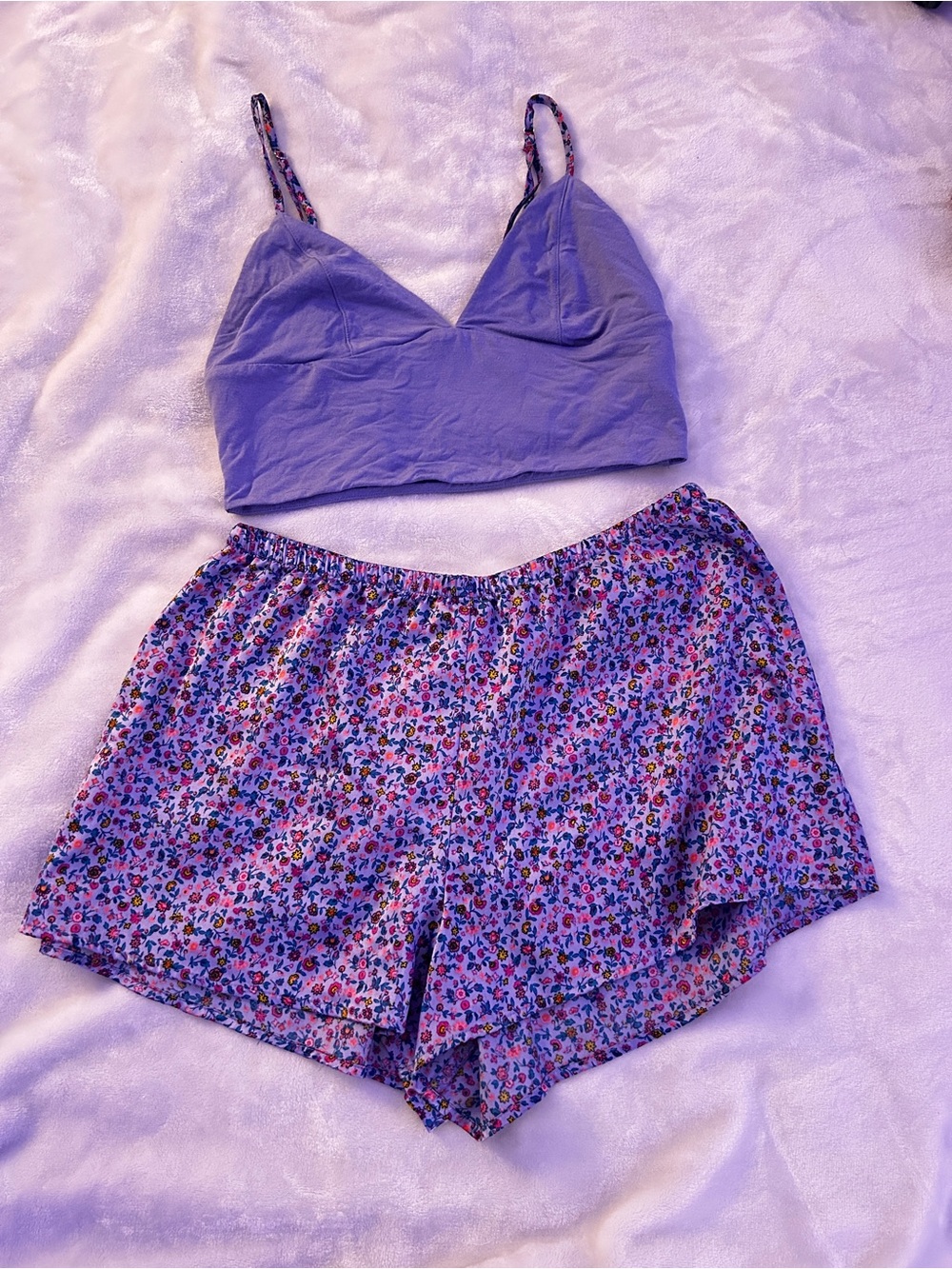 Victoria's Secret Lavender Bralette & Floral Sleep Shorts